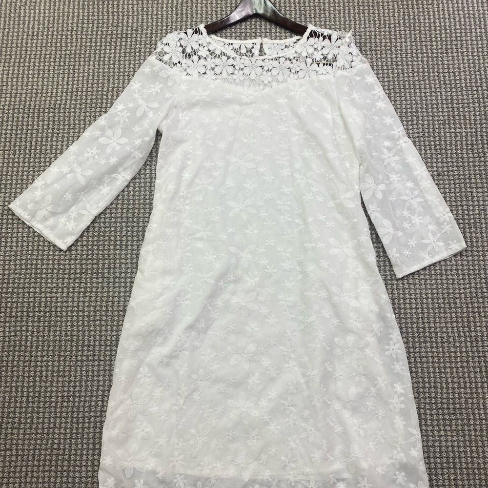NWOT White Floral Embroidered  Dress